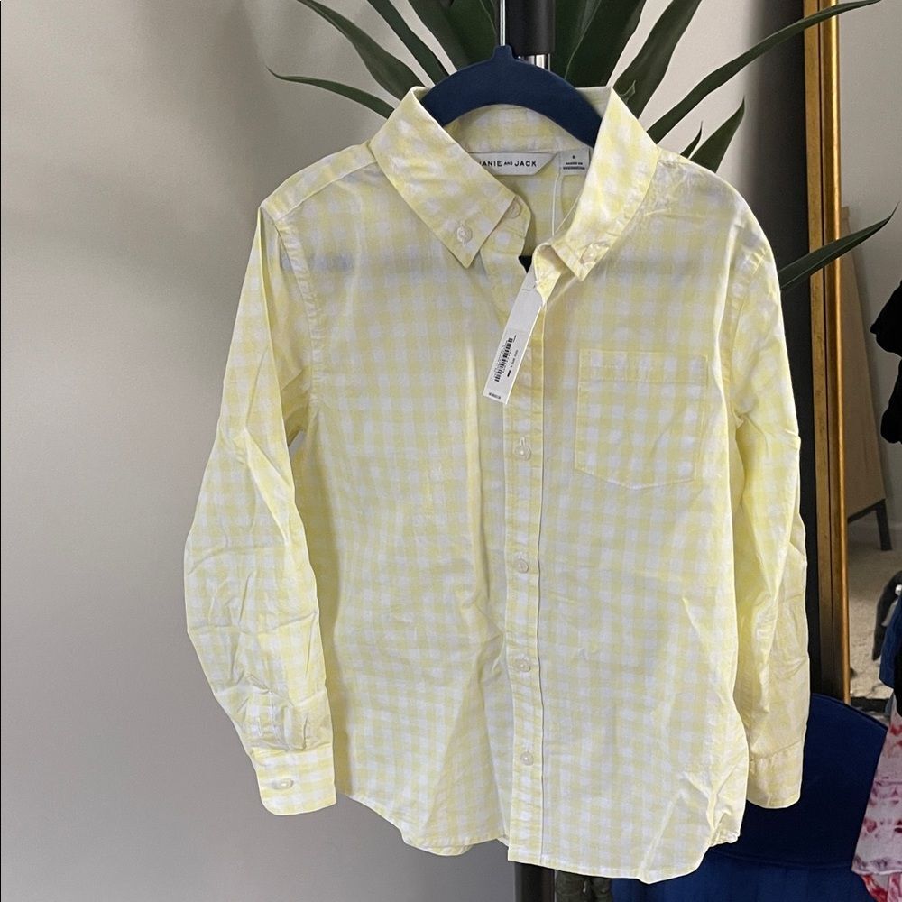 Janie and Jack Yellow Plaid Button Down Shirt